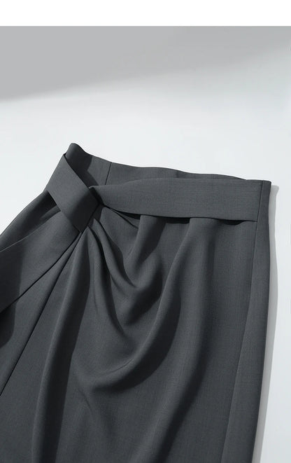 Women's Skirt 2026 Spring New H-Line Elegant Anti-wrinkle Split Skirt Solid Mid-length Versatile Woman Clothes 12621005