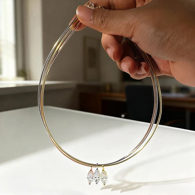 3CT 7*14MM Marquise Cut Moissanite Necklace for Women Solitaire Pendant Sparkling Chain Lab Diamond Pure 925 Jewelry