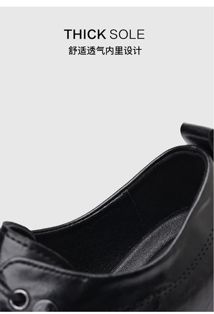 2026 Spring Autumn New Brogue Shoes for Men Solid Color Leather Dress Shoes Male Fashion Business Casual Wedding Shoe Man