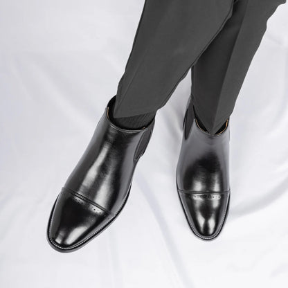 2025 Retro Men's Solid Color Pointed Business Ankle Boot  Comfortable Wedding  Party Shoe Breathable  And  Anti-Slip Ankle Boots