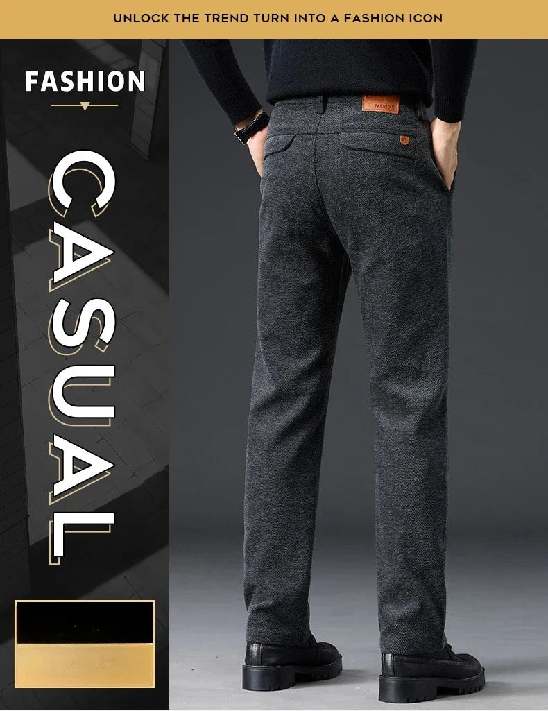 Men's Slim Fit Chenille Long Pants Advanced Business Casual Trousers Trend Autumn Comfortable Daily Wear Male Clothing