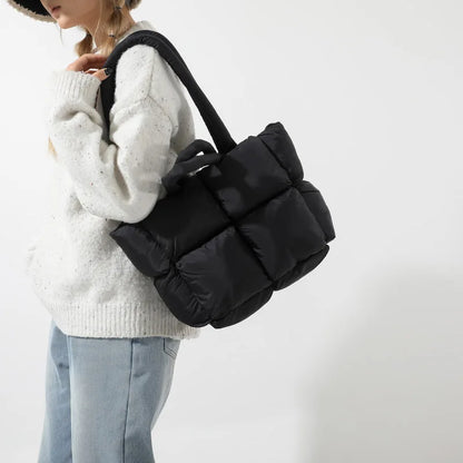 Fashion Soft Puffer Tote Bag Designer Quilted Women Shoulder Bags Nylon Padded Lady Handbags Down Cotton Warm Winter Shopper Bag