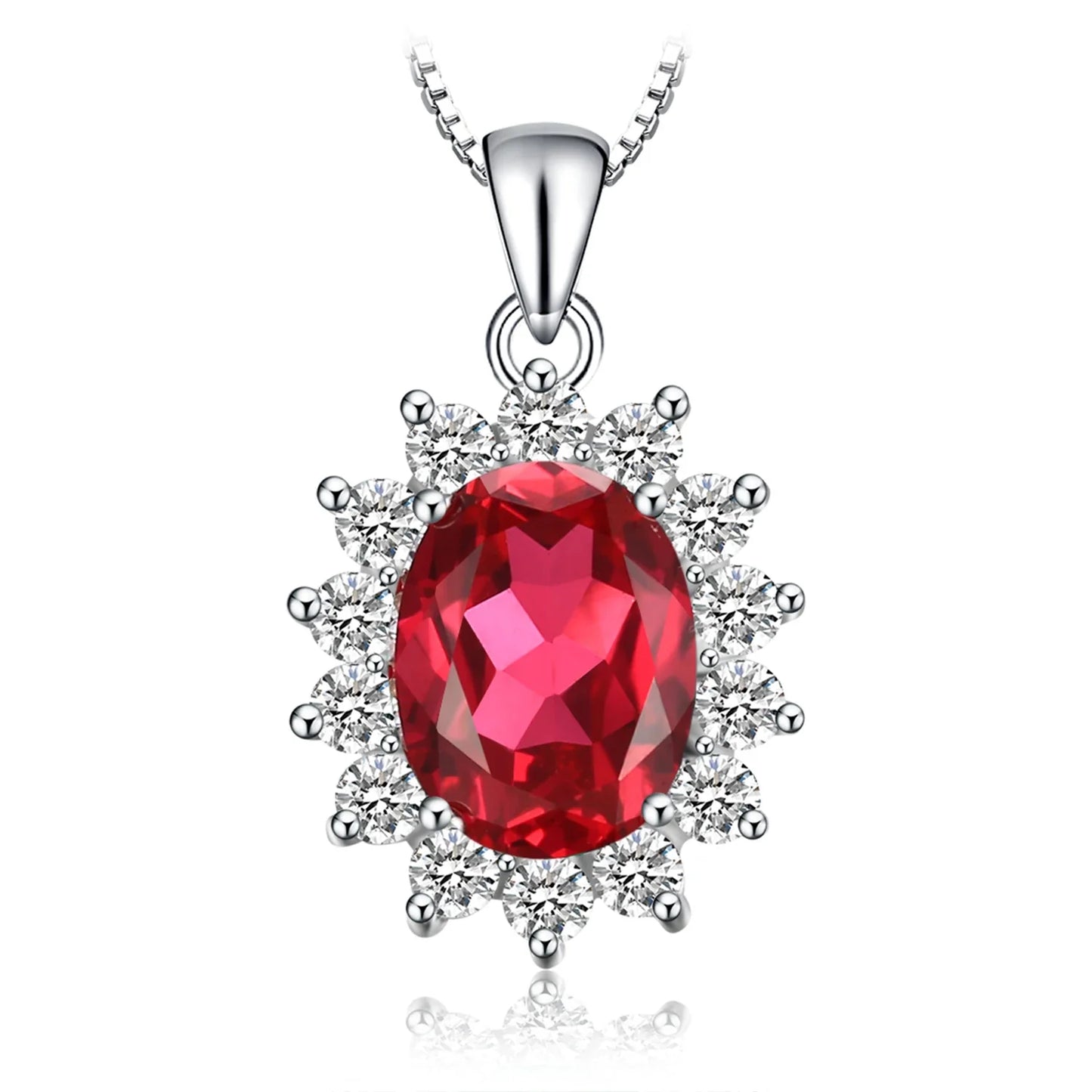 Princess Diana Created Blue Sapphire Ruby Simulated Emerald 925 Sterling Silver Pendant Necklace Women No Chain