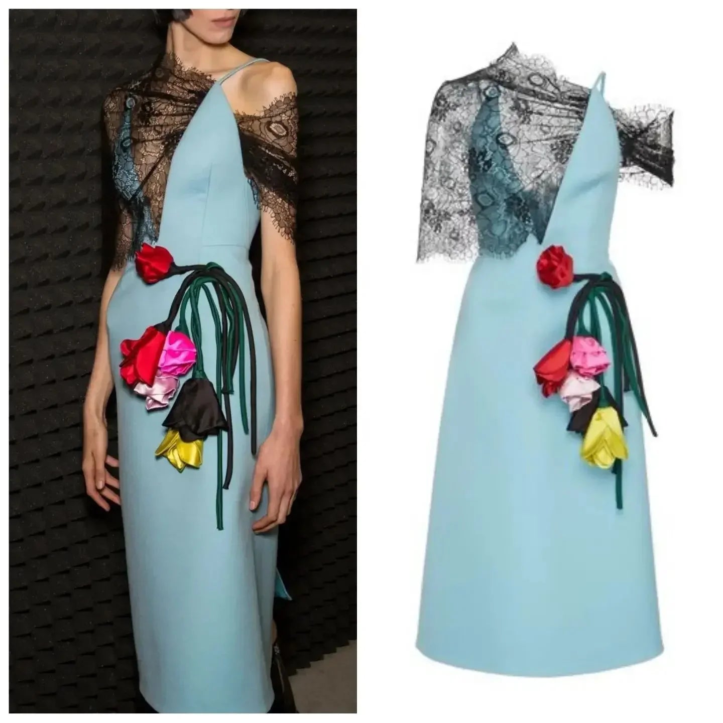 Customized Simple Jersey Pleat Flower A-line One-shoulder Midi Dresses Prom Dresses Classic Exquisite Modern Style Pastrol Unise