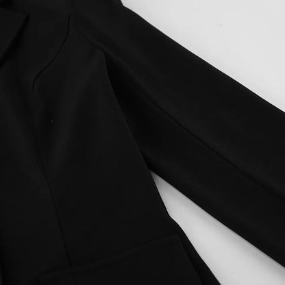 Elegant Lace Blazer Coat Women Fashion Office Lady Full Sleeve Single Breasted Jackets 2025 New Autumn Black Casual Slim Coats