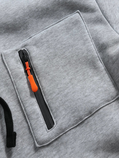 Men's Casual Sports Hoodie 2025 New Fashion Pocket Zipper Hooded Sweatshirt Solid Color Loose Coat Outdoor Running Streetwear