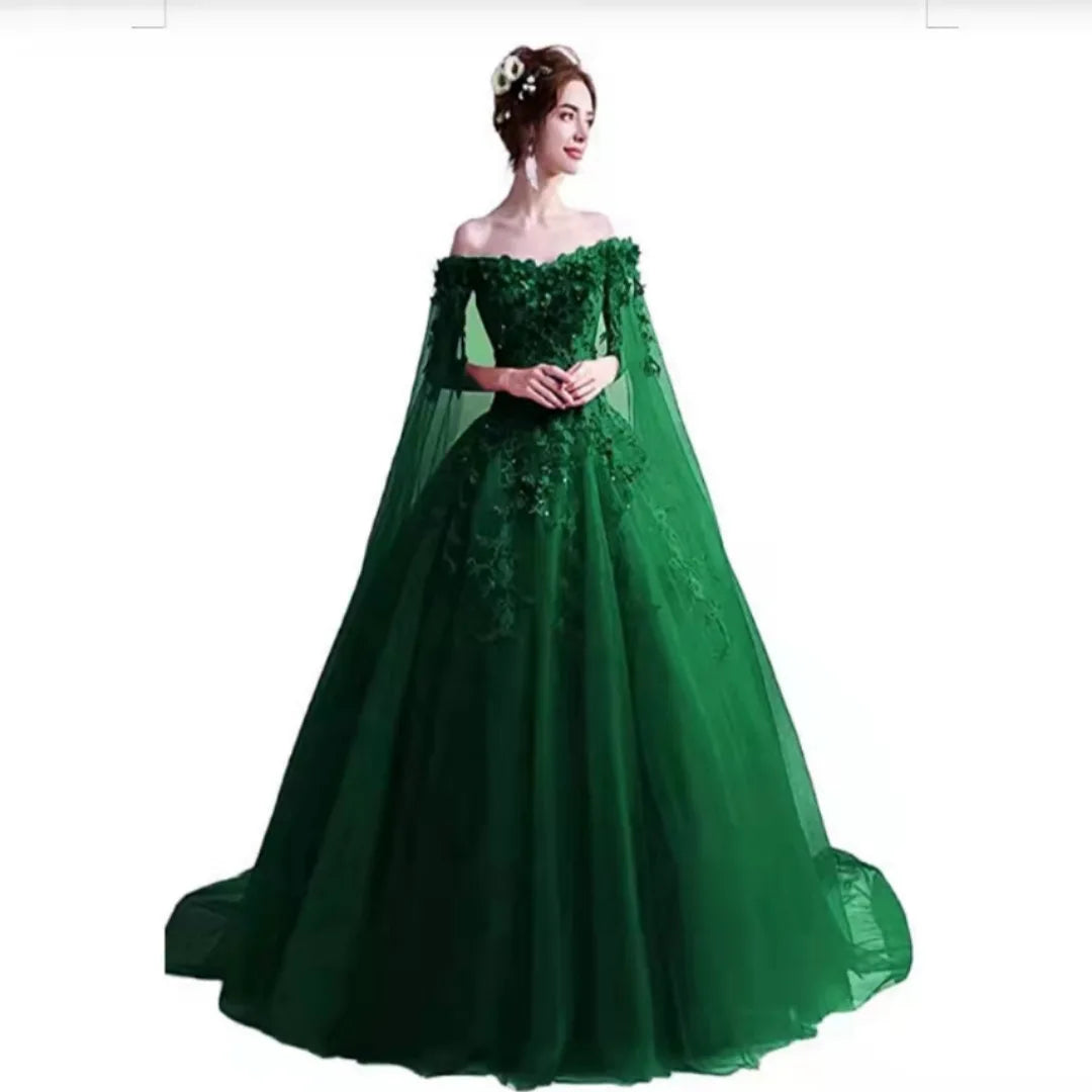 Long Wrap Red Of Shoulder Lady Girl Women Prom Dress Party Evening Dress Performance Dress Wedding Sand Bridesmaid Guest Dress