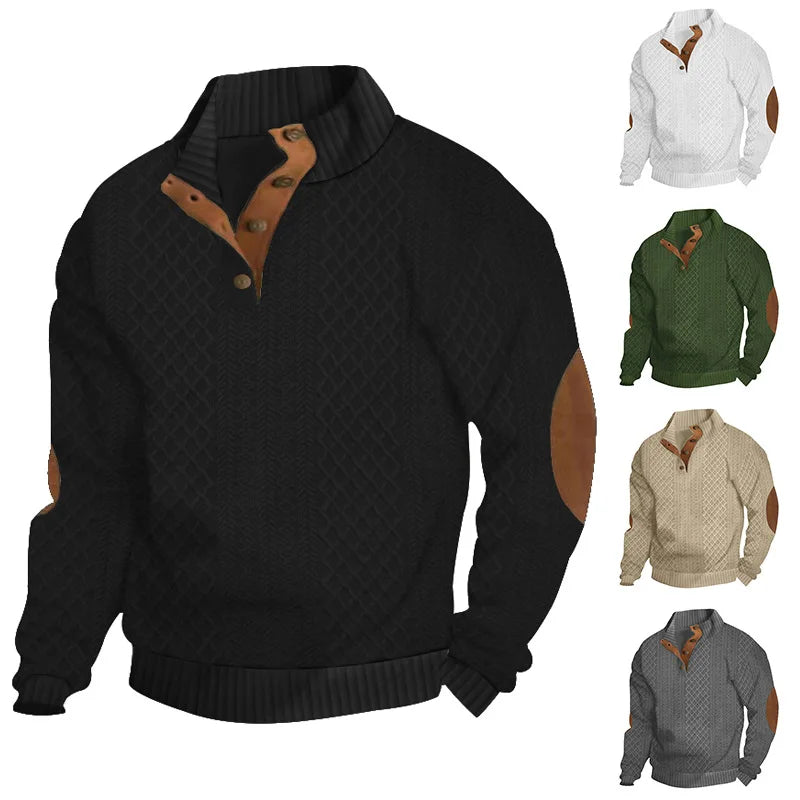 2026 cross-border hot-selling autumn and winter men's casual stand-up collar long-sleeved jacquard knitted pullover sweater