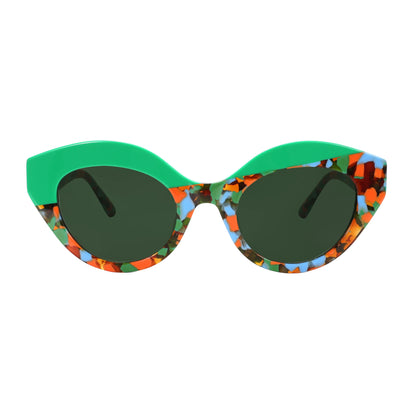 Handmade Feel Retro Glasses Asymmetric Cat Acetate Frame UV400 for Women Polarized Unique Lightweight Fit