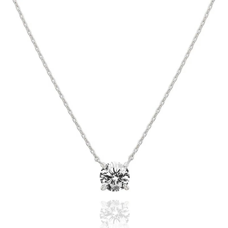14K Gold Filled Solitaire 4mm/5mm Moissanite Pendant Necklace D Color Sparkling Classic Lab Diamond Necklaces For Women