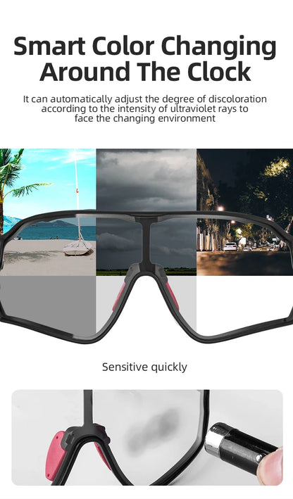 Photochromic Cycling Glasses Outdoor Sports UV400 Goggles Sunglasses Bicycle Sports Eyewear Running Fishing Glasses