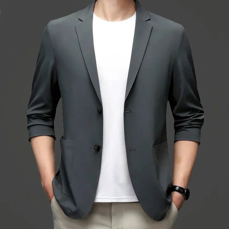 New Summer Man Thin Sunscreen Blazers Jackets Solid Business Casual Suits Coats Male Slim Elastic Blazers Jackets  Clothing 4XL