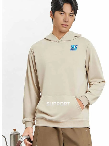 logo2026 Men's Long-Sleeved Hooded Sweatshirt with Personalized Print - Street Style Hoodie for Casual Sportswear