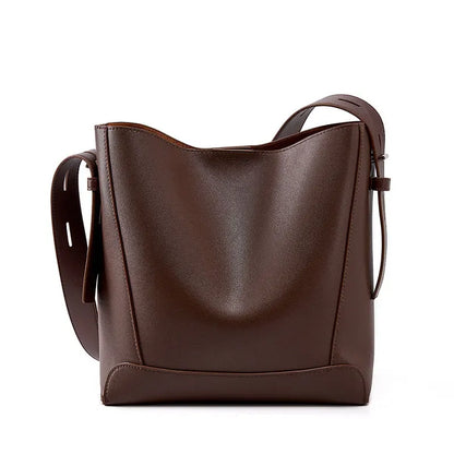 Cowhide Women's Shoulder Bag Fashion Trend Luxury Designer Bucket Bags Large Capacity Genuine Leather Women Crossbody Bags