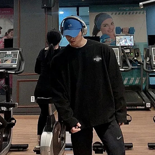 Men's Cotton Casual Long Sleeve T-shirt Man Gym Fitness Sweatshirt O-Neck Running Training Tops Male Workout Clothing Undershirt
