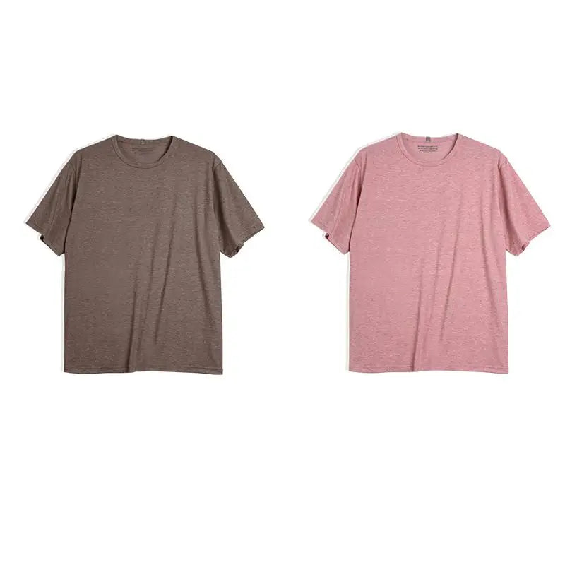 Casual Breathable Blended Short Sleeve T-shirt for Men's Summer Crew Neck Lightweight Basic Tees Versatile Loose Fit Tops