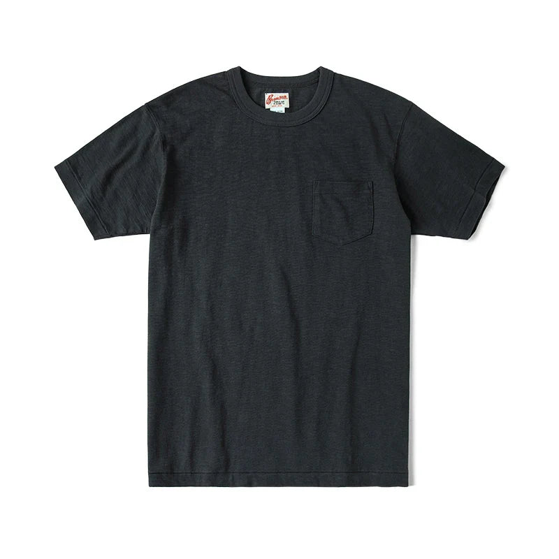 Rugged Bronson Loopwheel Tubular Pocket T-Shirt 220g Slub Cotton Men's Seamless Side Tee Short Sleeve