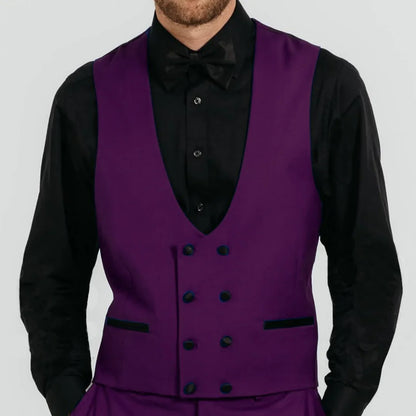 Men Vest Royal Blue Double Button Solid Waistcoat For Wedding Birthday Banquet Party Business Work Daily Casual Men Suit Vest
