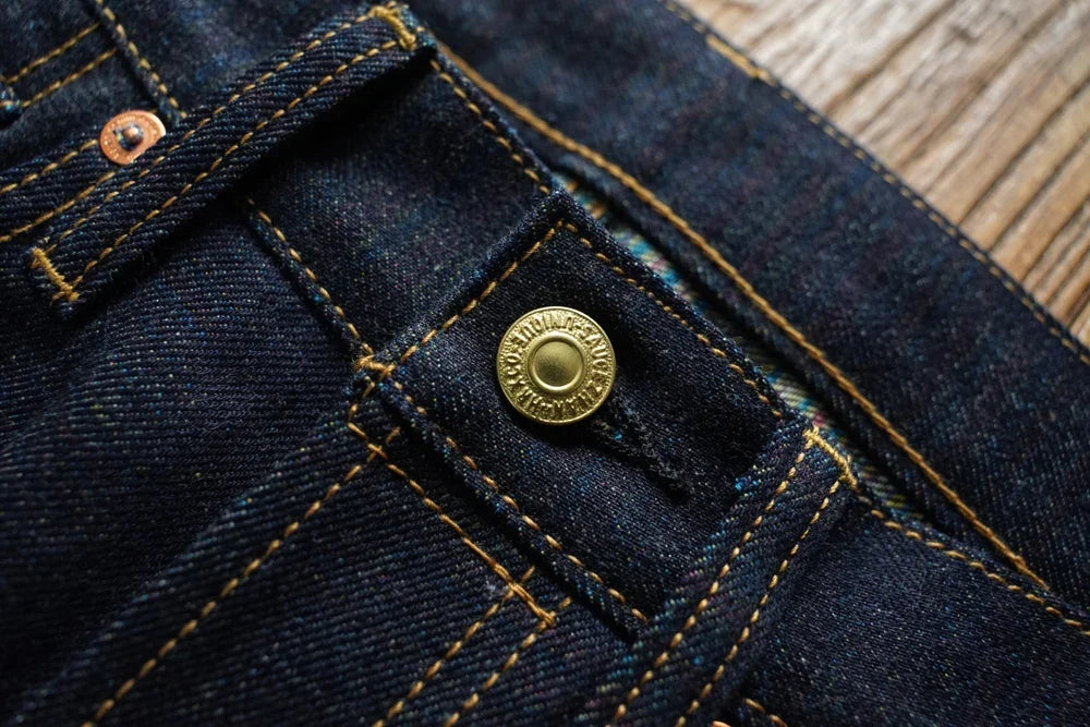 Mens Jeans Rainbow Sanforized Selvedge Denim Jeans Man Python Skin Labels Regular Fit 14 Oz