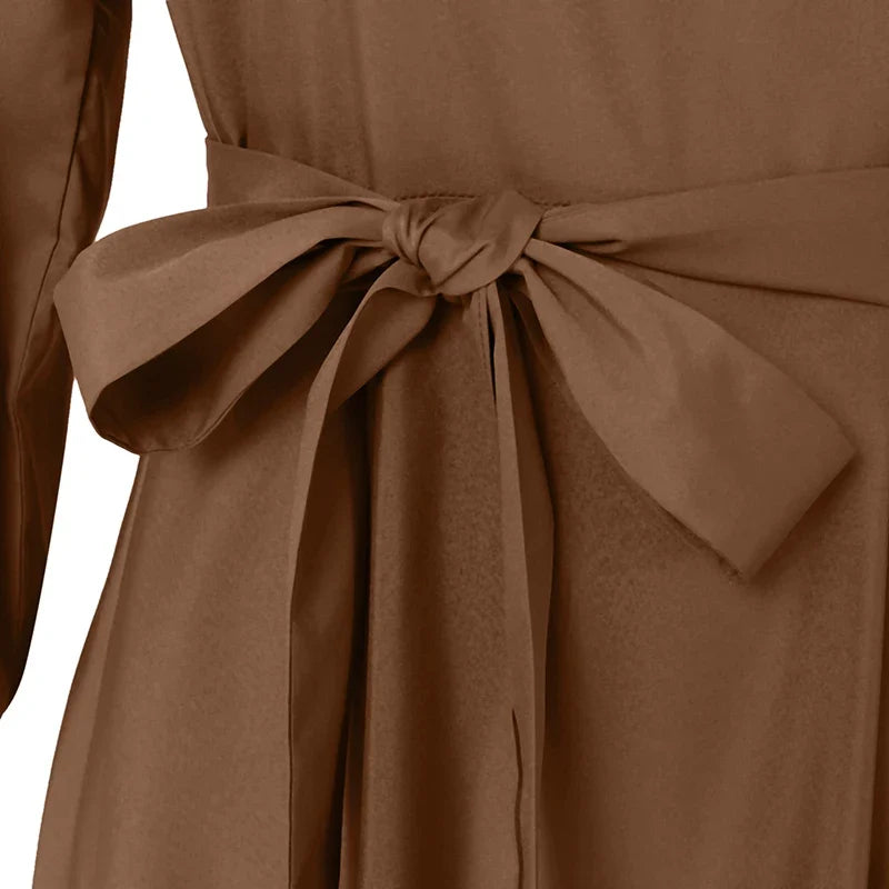 Women Long Sleeve A-line Sundress Spring Long Dress Autumn Solid Party Holiday Maxi Dresses Vestidos Femme Vintage Robe