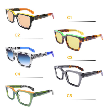 Acetate Frame Glasses for Men Oversized Polarized Sunglasses Women Trendy Retro Wide Keyhole Bridge UV400 Protection