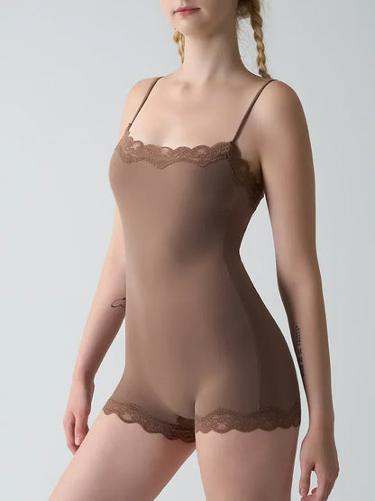 Lace Bodysuit for Women -Adjustable Straps Slim Fit Backless Jumpsuit, Breathable Lifting Seamless Underwear Sexy Lingerie
