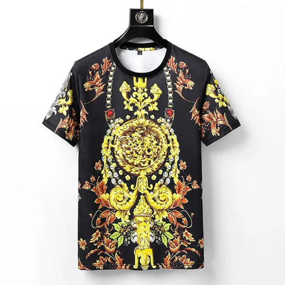 Men's And Women's Summer Casual T-shirts 3D Printed Shirts Retro Luxury Royal Flowers Street Fashion Oversized Clothing Tops