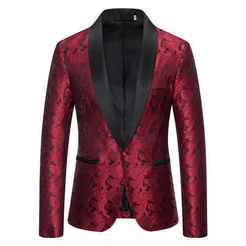 2026 New Men's Red Cashew Flower Blazer, Wedding Party Dress Jacket, White Blue Black Brands Blazers Coat, S M L XL XXL