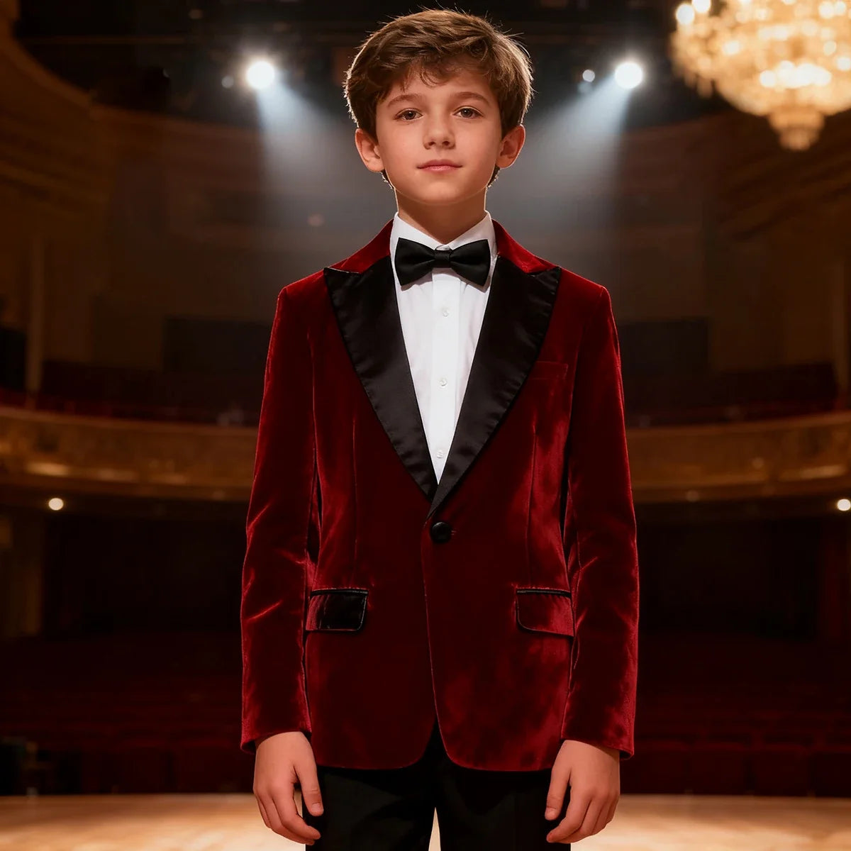 Boys Tuxedo Velvet Blazer Kids Suit Red Christmas New Year Party Gift Clothes Fromal Black  Xmas Birthday Wedding Outifit