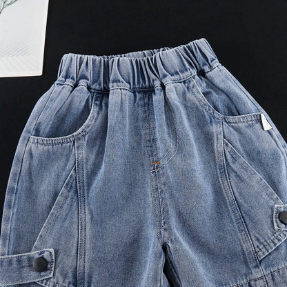 New Summer Fashion Baby Boys Clothes Suit ChildrenPocket Patch T-shirt+ Denim Shorts 2Pcs/Set Toddler Clothing Kids Tracksuits