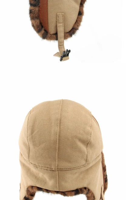 Bomber Hat Men Women Thick Warm Winter Hat Leopard Fur Earflap Cap Male Female Russian Hat Windproof Snow Ski Trapper Cap