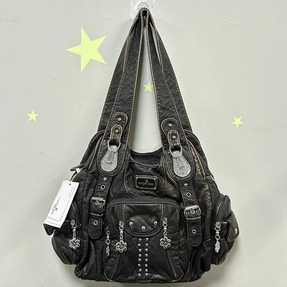 Vintage Bag Women Fashion Handbags PU Leather Shoulder Bags Female Satchel Big-capacity Shoulder Purse Bag Bolsa Feminina