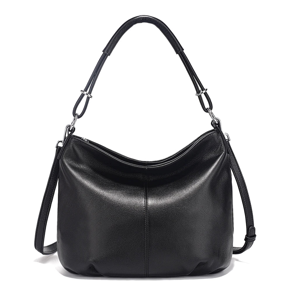 Women's Soft Cowhide Leather Shoulder Bag Fashion Leather Handbag Crossbody Bag Satchels For Commute Charming Hobos