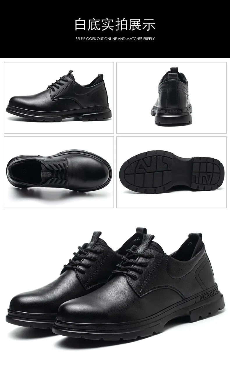 Fashion 2026 Genuine Leather Waterproof Men Safety Shoes Boots Work Sneakers Indestructible Steel Toe Nail Proof Male Footwear
