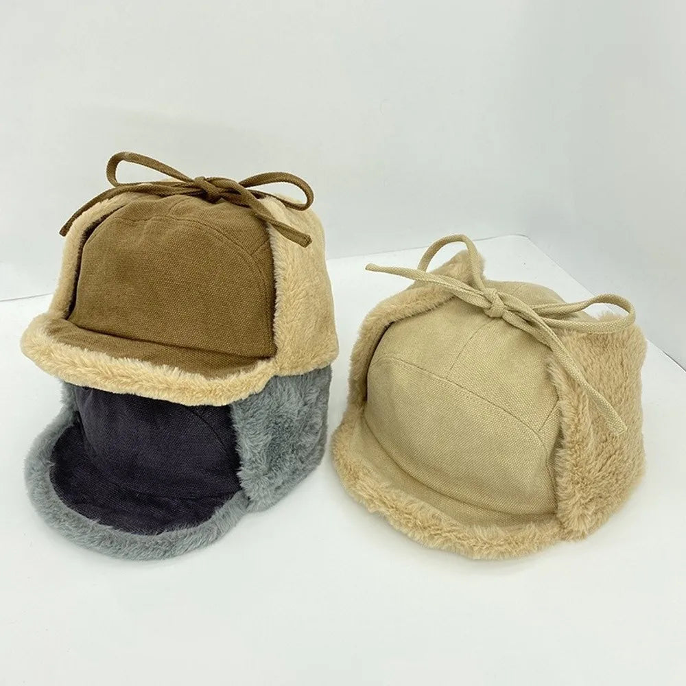 Trendy Faux Fur Winter Hat Thick Warm Faux Fur Hat Lamb Wool Bomber Hat Winter Season for Men and Women