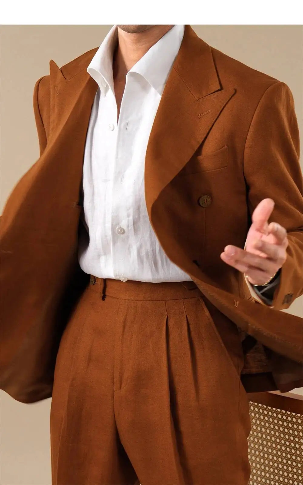 Pure Linen Men Tuxedo Suit Casual Suit Set For Men Summer Naples Two-Piece Suit Costume Mariage Homme Men Suit Business Tuxedos