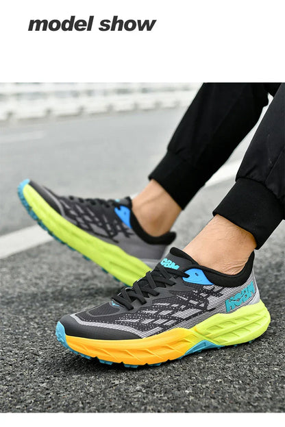 Men's Marathon Shoes Running Shoes Breathable High elasticity Cushioning Male Lightweight Sports Shoes Fitness Training