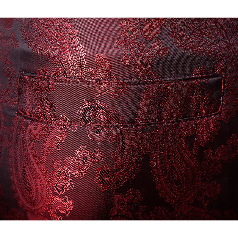 Spring Thin Men's Purple Floral Suit Pants, Wedding Party Dresses Pant, Fashion Casual Trousers, Red Black Pantalones Hombre