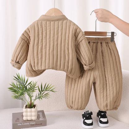 New Winter Baby Girls Clothes Set Children Boys Thick Warm Jacket Pants 2Pcs/Set Infant Clothing Toddler Costume Kids Tracksuits