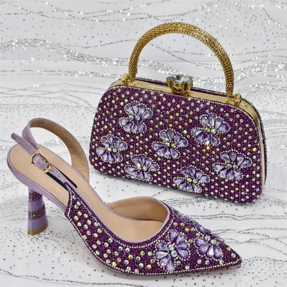 Festive Elegance: Spot Goods Dazzling Heels and Chic Long Bag Clutch Perfect Combination Of Shoes And Bag for Special Occasions