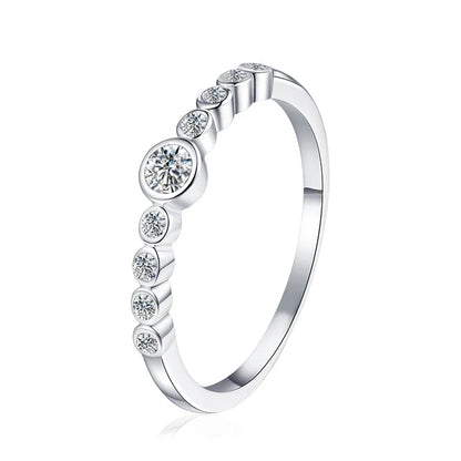 Full Moissanite Ring Engagement Rings for Women 925 Sterling Silver with White Gold Plated Wedding Promise Eternity Band