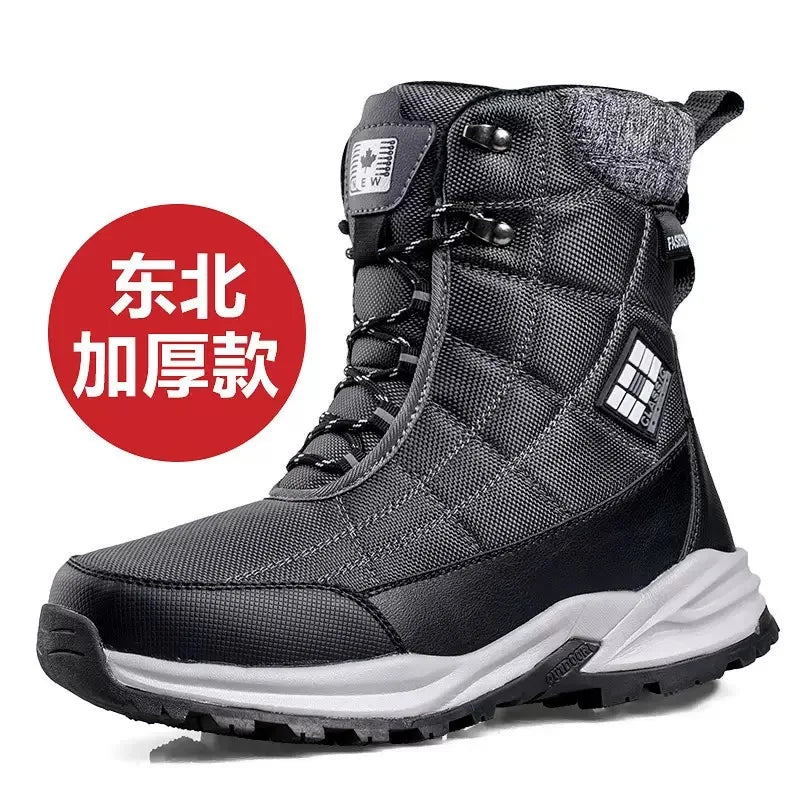 Mens Snow Boots Thickened Velvet Winter Boots Rotating Buckle Design Mid-calf Boots Plush Warm Cotton Shoes for Men Botas Hombre