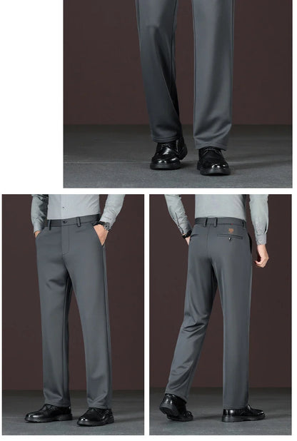 Men's New Loose Straight Leg Elastic Formal Pants, Business Tiger Head Western Style, All Seasons, Casual & Formal Wear