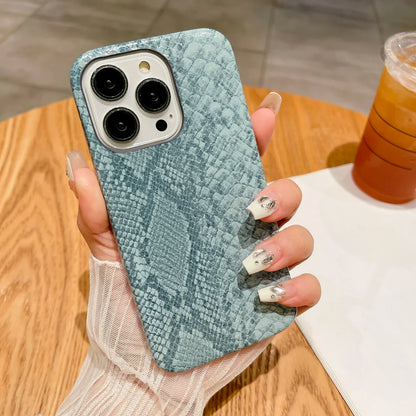 Luxury Snake Texture Leather Phone Case for iPhone 16 15 14 Pro Max Plus 13 12 11 Cases Leather Soft Cover Woman Girl