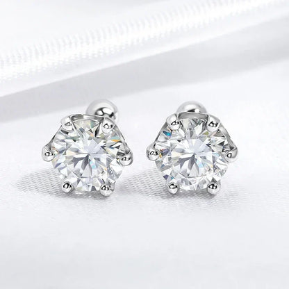 8mm D Color 2.0 Carat 100% Moissanite Stud Earrings for Women Screw Thread Ear Studs 925 Silver Jewelry Pass Diamond Test