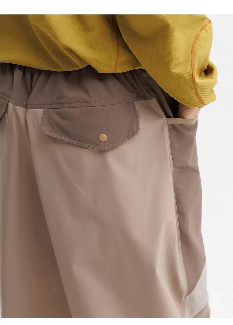Men Outdoor Lightweight Quick Dry Ultra Loose Casual Splice Wide Leg Techwear Track Cargo Pants Women Streetwear Baggy Trousers