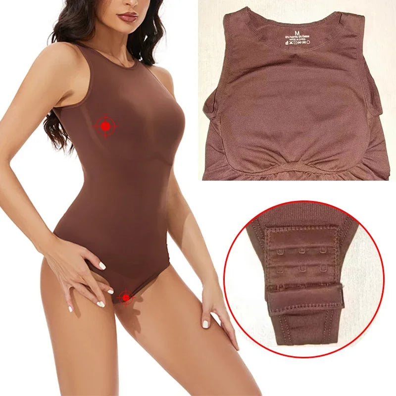 Halter Neck Body Shaper Suits Open Crotch Thong Shapewear Body Shapers Tummy Control Bodysuit Cupless Stretchy Jumpsuit