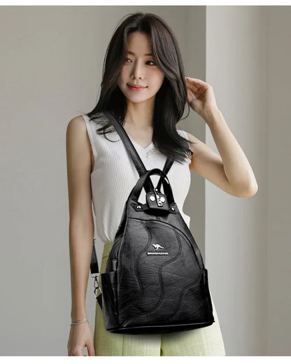 Women Leather Backpacks Zipper Female Chest Bag Travel Back Pack Ladies Bagpack Mochilas School Bags for Teenage Girls Sac A Dos