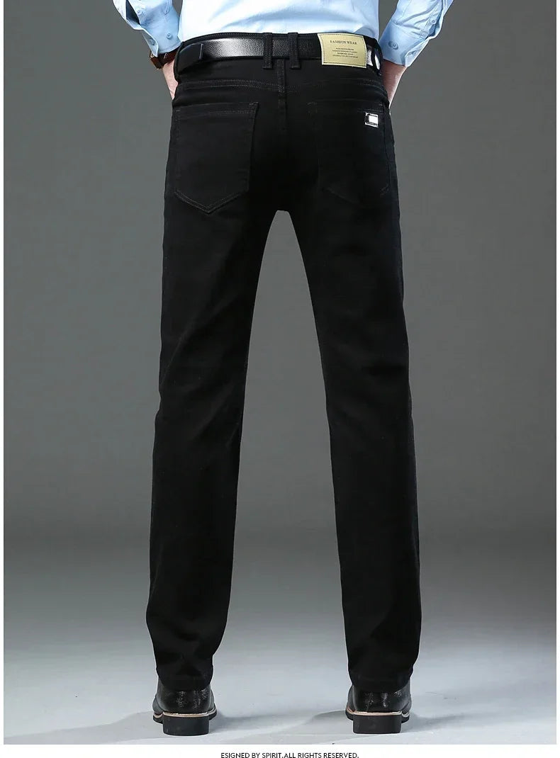 Spring Autumn Fashion Brown Business Casual Stretch Denim Pants Male Brand Trousers Men's Clothing Slim Jeans Plus Size 28-44