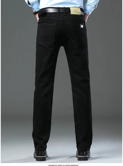 Spring Autumn Fashion Brown Business Casual Stretch Denim Pants Male Brand Trousers Men's Clothing Slim Jeans Plus Size 28-44